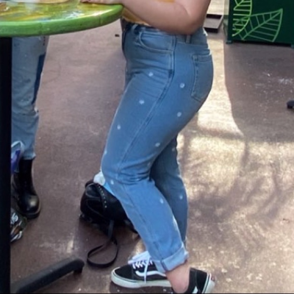Daisy flowers high waisted mom jeans